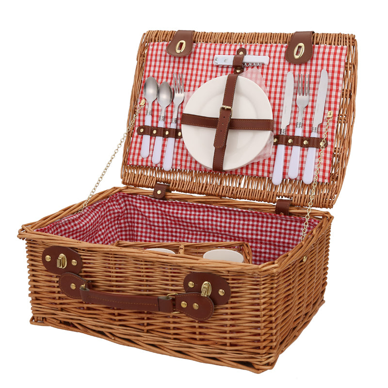 Large Wicker Picnic &amp; Outdoor Basket Set - ESSENTIAL STOCKIST ESSENTIAL STOCKIST