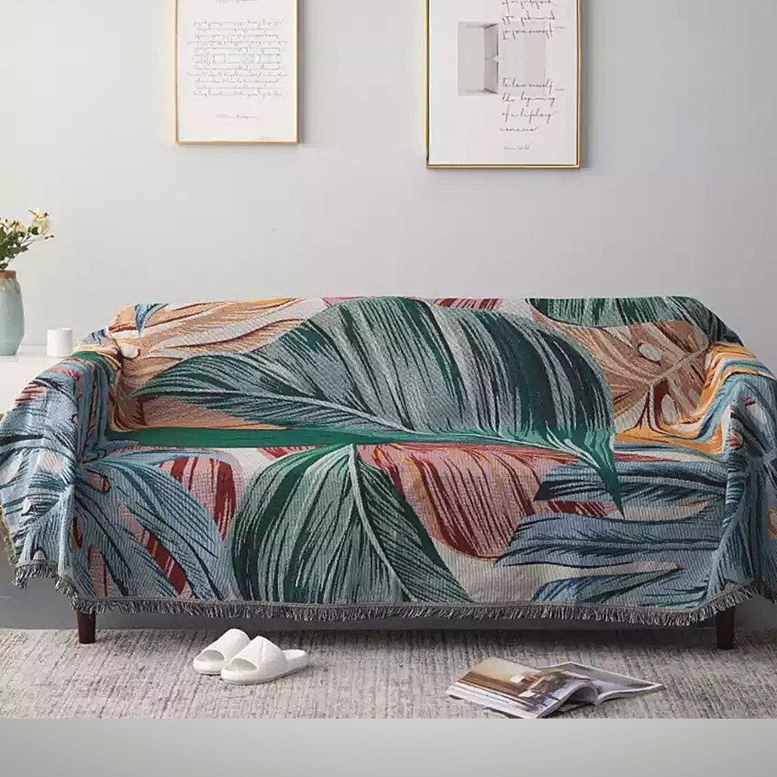 Botanical Green Throw Blanket - ESSENTIAL STOCKIST 130cm x 180cm ESSENTIAL STOCKIST