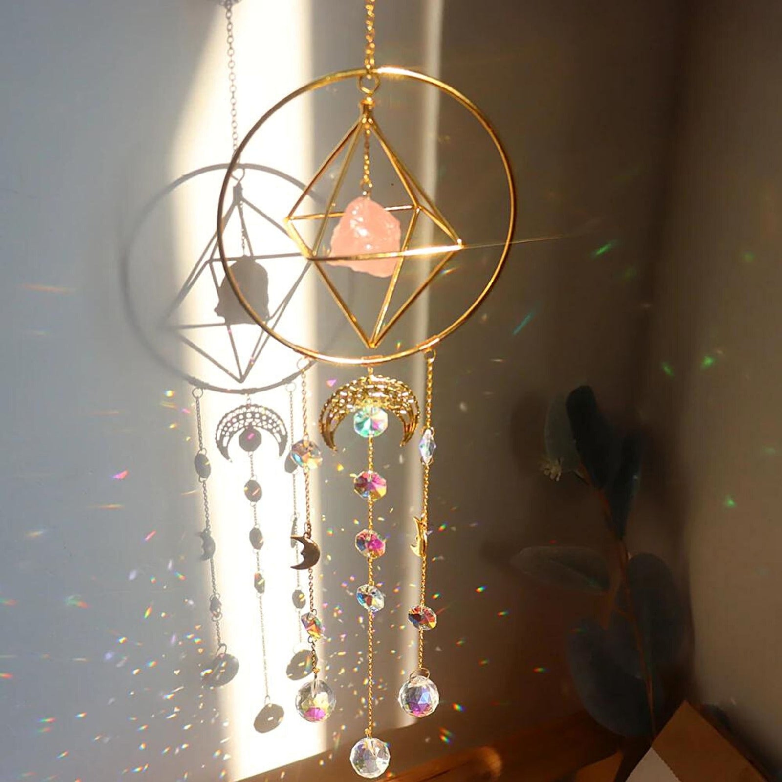 Rose Quartz Crystal Suncatcher - ESSENTIAL STOCKIST ESSENTIAL STOCKIST