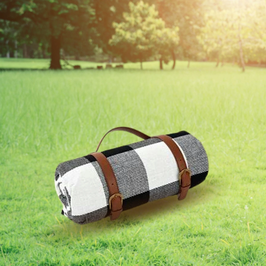 Waterproof Picnic Blanket | Black & White - ESSENTIAL STOCKIST 150cm X 200cm ESSENTIAL STOCKIST