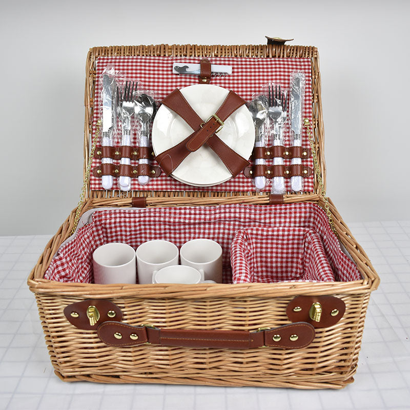 Large Wicker Picnic & Outdoor Basket Set - ESSENTIAL STOCKIST Large Wicker Basket & Set for 2 ESSENTIAL STOCKIST